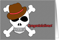 Getting Braces Congratulations Skull Crossbones Fedora card