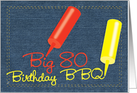 Birthday 80 BBQ Invitations Party Denim Invites card