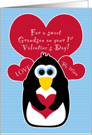 Grandson Baby’s First Valentine’s Day with Penguin card