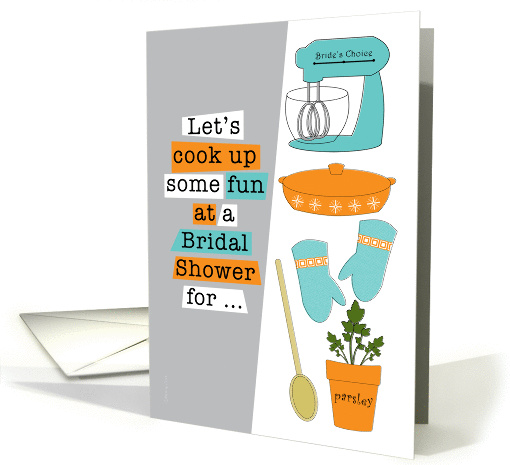 Bridal Shower Invitation Retro Kitchen Cooking Theme Idea... (861166)