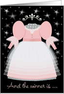 Beauty Pageant Winner Congratulations Little Girl Pink Dress and Tiara card