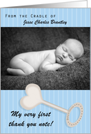 Photo Card Thank You Baby Gift from the Baby Boy Blue with Rattle card