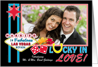 Wedding Marriage Photo Card Announcement Las Vegas Sign and Neon Text card