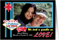Elopement Eloped Photo Card Announcement Las Vegas Sign and Neon Text card