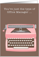 Administrative Professionals Day Office Manager Pink Typewriter Retro card