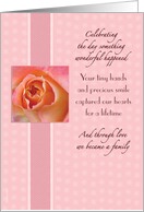 Daughter Adoption Anniversary from Mom and Dad Pretty Pink Rose card