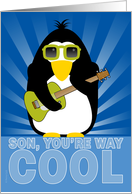 Son Happy Adoption Day Anniversary Cool Penguin Playing Guitar card