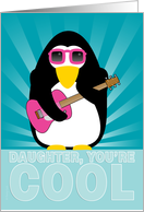 Daughter Happy Adoption Day Anniversary Cool Penguin Playing Guitar card