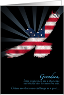 Grandson Eagle Scout Congratulations American Flag Eagle card