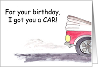 Red Convertible CAR for Birthday Humorous card