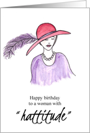 Lady in a Red Hat Happy Birthday card