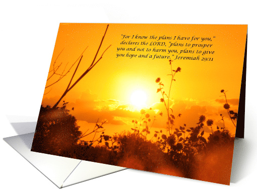 Lovely Golden Sunset Jeremiah 29:11 Encouragement Blank card (864253)