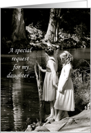 Daughter, Flower Girl Invitation, Two Little Girls by Pond card