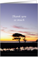 Thank You Pastor, for Performing Funeral Service Tree and Sunset card