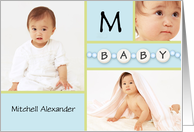 Blue New Baby Boy Announcement - Custom Photo & Name card