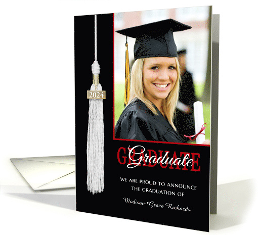 Graduation Party Invitation Red/Black Tassel Custom... (1071047)