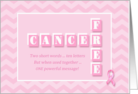 Cancer Free! Pink chevron congratulations card