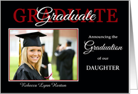 Custom (any relation) Graduation Announcement, Red Black name & photo card