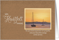 Sympathy Heartfelt Thanks for Eulogy - Sailboat Sunset card