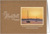 Sympathy Heartfelt Thanks for Flowers - Sailboat Sunset card