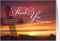 Pastor Thank You Custom Name Sunset above the Clouds card