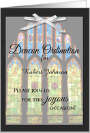 Deacon Ordination Invitation - custom name stain glass card