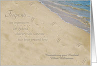 Remembering Husband on Anniversary of Death Personalized Footprints card