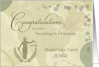 Magistrate Court Judge Swearing In Congratulations Scales of Justice card