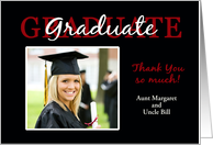 Red & Black Graduation Thank You - Custom Photo Card