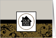 our first home announcement : professional damask card