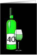 40th birthday : halftone wine bottle and glass card