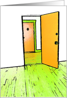 new address announcement : comic doorway card