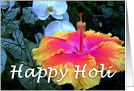 Happy Holi : beautiful hibiscus card