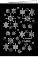 Blessed Yuletide with Sea Creature Snowflakes on Black card