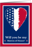 For Matron of Honor Invitation Military Wedding with Patriotic Heart card