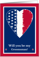 For Groomsman Invitation Military Wedding with Patriotic Heart card