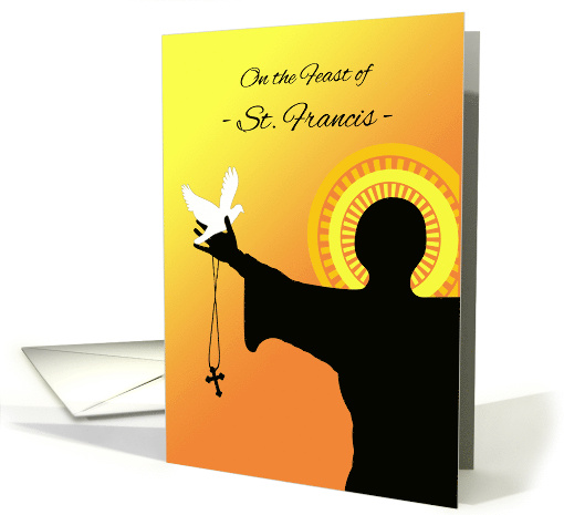 Feast of St. Francis Silhouette with Dove and Cross card (1043793)