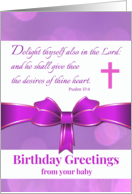For Mom from the Baby Birthday with Psalm 37 Bible Verse card