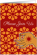 Bharatanatyam Arangetram Invitation with Painted Hand Mudra card