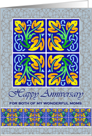 Anniversary for Both My Moms with Art Nouveau Leaf Tiles card