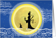 Chinese Mid Autumn Festival Chang e Moon Goddess and Jade Rabbit card