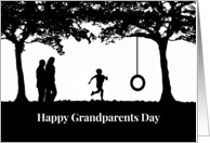 Grandparents Day Silhouette With Grandchild Running to Tire Swing card