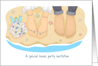 Invitation House Party Member, Barefoot Bride and Groom card