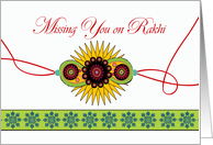Missing You on Rakhi, Raksha Bandhan, Sacred Wristband card