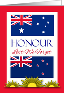 Lest We Forget, Honouring Australian New Zealand Soldiers, Flags card