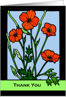 Thank You for Flowers, Sympathy, Red Poppies card