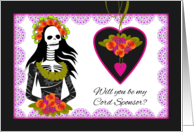 Cord Sponsor Wedding Attendant Invitation Day of the Dead Theme card