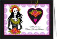 House Party Member Wedding Attendant Invitation Dia de los Muertos card