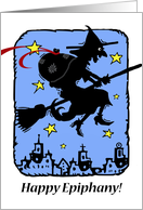 Happy Epiphany with Befana the Christmas Witch and Gifts card