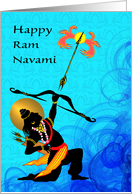 Happy Ram Navami, Lord Rama Shooting a Flaming Arrow, Sea Waves card